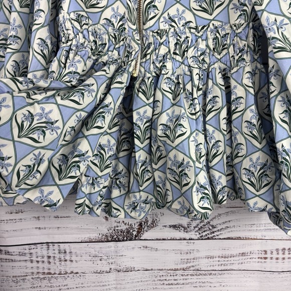 AGUA BY AGUA BENDITA Jamaica Off-The-Shoulder Balloon Floral Top L Celeste READ - Picture 10 of 16